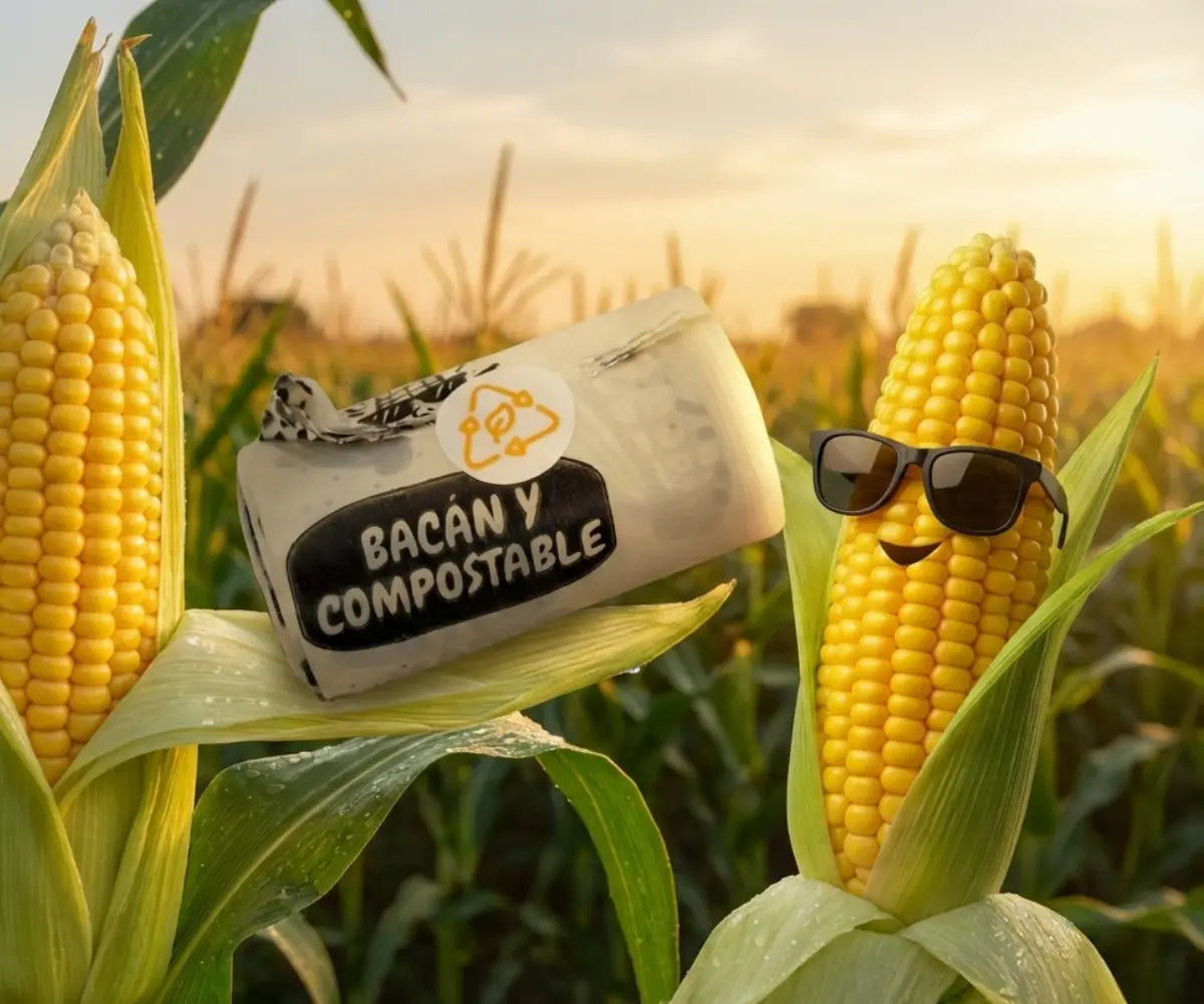 bolsas de bioplastico compostables hechas a partir de maíz.